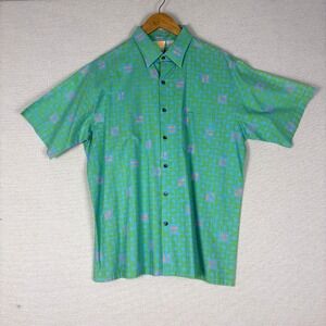 Vtg 80s Surf Gear Button Up Mens M Cotton Short Sleeve Made in USA Retro Skater